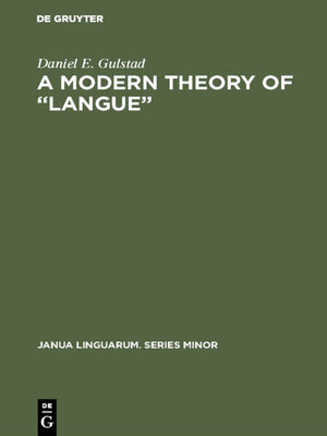 cover image of A Modern Theory of "Langue"